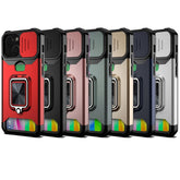 Sliding Camera Cover Design PC + TPU Shockproof Case with Ring Holder & Card Slot, For iPhone 13 mini, For iPhone 13, For iPhone 13 Pro
